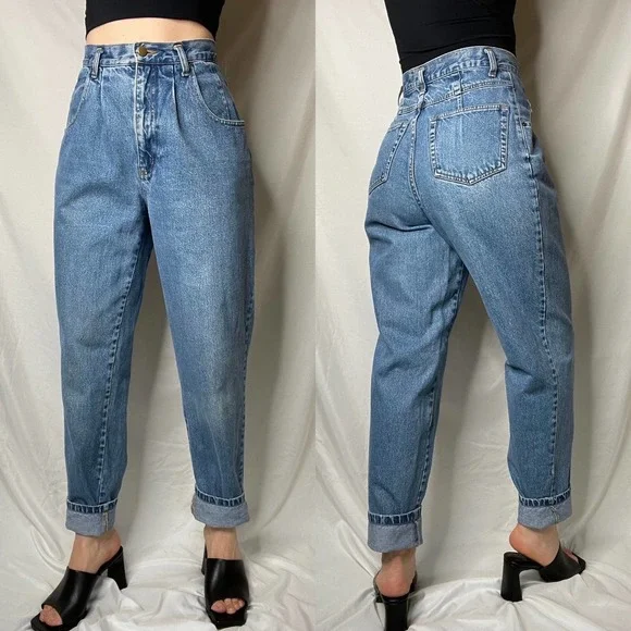 Vintage Eddie Bauer high rise mom jeans waist pleat front 90s pleated 26 - Picture 12 of 17